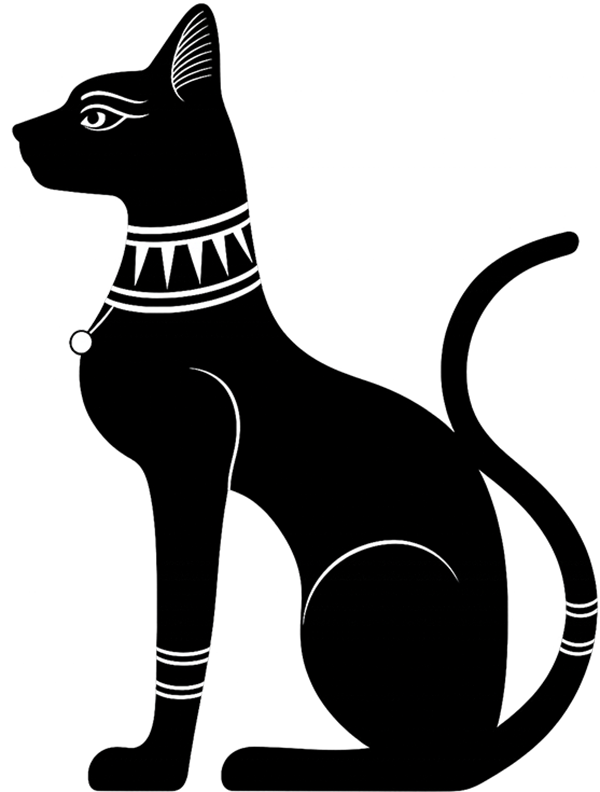 Chat noir style Égyptien tourné vers la gauche